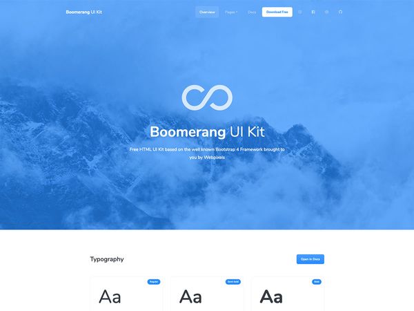 Boomerang - a high quality UI Kit built on top of the well known Bootstrap 4 Framework