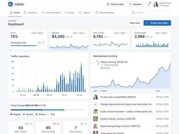 Tabler - free and open-source HTML Dashboard UI Kit built on Bootstrap